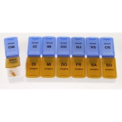 Pillendose Pillenbox Blau (Abends) / orange (Morgens) Tablettenbox Medi Box Medikamenten Dosierer 7 Tage Original Tiga-Med Qualit�t 1St�ck