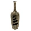 Handmade Tall Terracotta Lantern Vase With Sleek Charcoal Sheen
