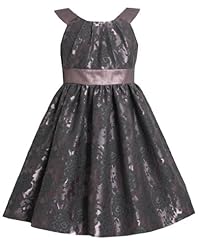 Girls Sleeveless   Pleated Floral Print Knee Length Brocade/Cotton/Metallic/Nylon/Polyester Scoop Neck  Dress With a Bow(s) and a Sash  and Ruffles