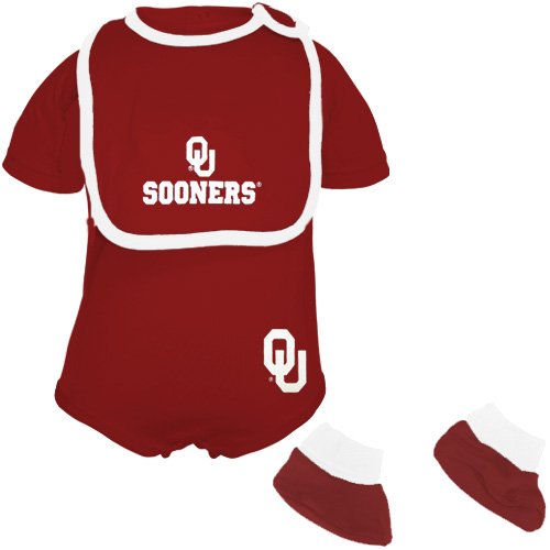 Oklahoma Sooners Baby Onesie Bib and Booties3 6 Months