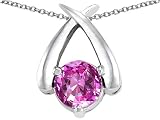 1.50 cts Genuine Round Lab Created Pink Sapphire Pendant - 14kt White or Yellow Gold