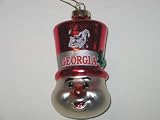 GEORGIA BULLDOGS 3 1/2 tall and 2 wide Blown Glass Top Hat Snowman CHRISTMAS ORNAMENT