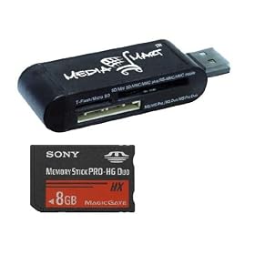 Sony Memory Stick PRO-HG Duo HX 8 GB Flash Memory Card With Universal 19-in-1 USB 2.0 Flash Memory Card Reader/Writer