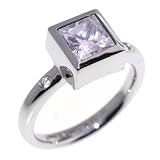 : Steel-Jewelry: Stainless Steel Solitaire Ring with Princess Cut Signity Cubic Zirconia
