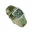 Elle Women's Sterling Silver Square Case Leather Strap Watch #SW2832IS