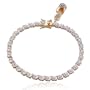 18k Yellow Gold Plated Sterling Silver Genuine Diamond Accent Flip Flop Charm Bracelet, 7.25"