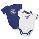 NFL Giants Infant Two Pack Solid Bodysuits, 6-9 Months
