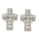 Sterling Silver 1/2 Engraved Celtic Cross Post Earrings