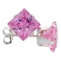 Sterling Silver Pink Zircon 1 1/4 Carat Size (each) Princess Cut CZ Stud Earrings