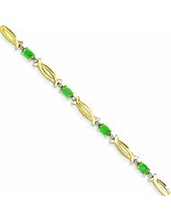2.2 Carat 14K Gold Diamond and Emerald Oval Bracelet