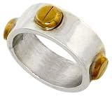 Sterling Silver Hand Made Ring with Brass Screw Heads