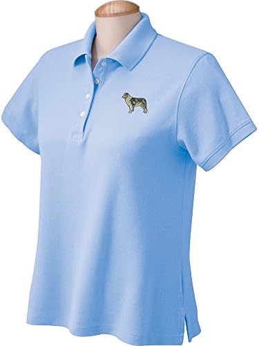 Australian shepherd Embroidered Ladies Cotton Golf Shirt