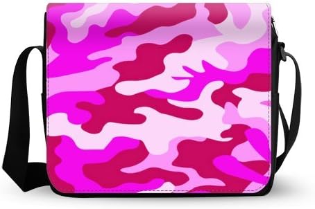 Pink Camo Camouflage Pattern Oxford Fabric Messenger Shoulder Bag Cross Body School or Business Bag