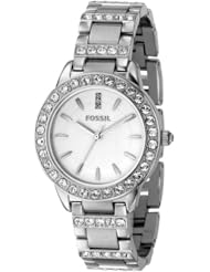 Fossil Womens ES2362 Stainless Steel Bracelet Silver Glitz Analog Dial Watch