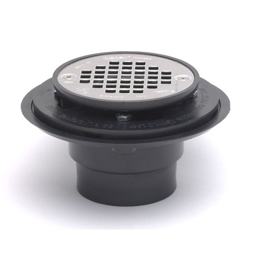 Oatey 42404 PVC Drain with Polished Brass Strainer for Tile Shower Bases, PVD Finish, 2-Inch or 3-Inch
