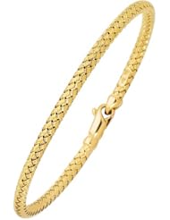 7.25" 14K Yellow Gold 3.45mm (1/8") Textured Round Tube Goldenweaved Rope Like Fancy Bangle Bracelet w/ Fancy Lobster Clasp