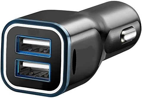 doxxxvo Car Charger,Rapiduo Plus Dual High-Speed 2.1/2A USB Port Car Charger: Total 5V@4.1A = 20W output w/ Free Full Speed Micro-USB Charging Cable (Black)