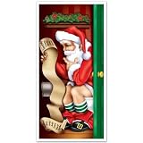 Santa Restroom Door Cover Party Accessory (1 count) (1/Pkg)