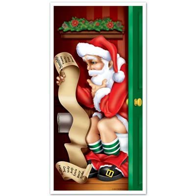 Santa Restroom Door Cover 30in. x 5ft. (1/Pkg) Pkg/1
