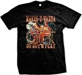 Makes U Wanna Go Out & Play Mens Cowboy T-shirt, Cowboy Saddle Boots Spurs Hat And Lasso Design Tee Shirt