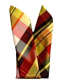 Yellow Red Plaid Silk Handkerchief, 100% Silk - by Royal Silk