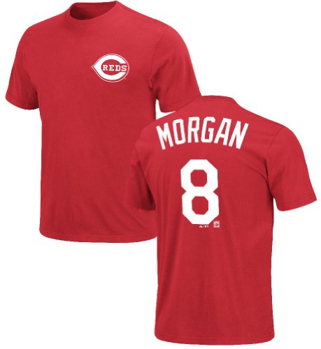 Joe Morgan Cincinnati Reds MLB Throwback 2 Sided Short Sleeve Tee Shirt By Majestic (S=36)