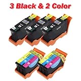 Compatible Dell Series 21 Y498D GRMC3 Black and Y499D XG8R3 Color Printer Ink Cartridge-5-Pack