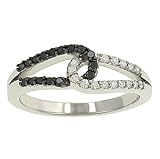 Pave & Black Diamond Interlocking Fashion Ring .25cttw