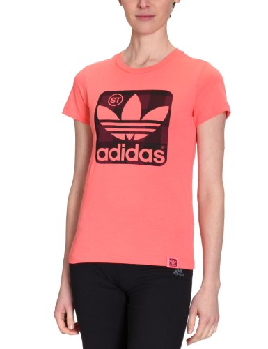 Adidas Damen T-shirt Trefoil, turbo / schwarz, 42, O58360-42