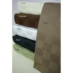 MARRIKAS 300TC Egyptian Cotton QUEEN TAUPE EURO CHECK Duvet Cover Set