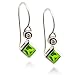  : 14K WHITE GOLD PERIDOT PRINCESS CUT DIAMOND EARRINGS