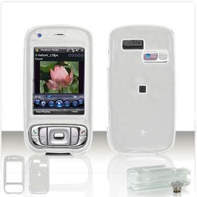 Hard Transparent Clear White Crystal (With Optional Swivel Belt Clip) For HTC TILT 8925 / TyTN II CASE COVER SNAP-ON