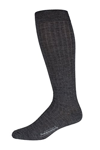 Boardroom Socks Men's Over the Calf Merino Wool Dress Socks Grey Heather
