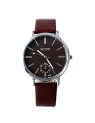 HACBIWA Unisex Mens Fashion Womens Casual Leathroid Wrist Watch Brown