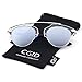 CGID Modern Fashion Polarized Pantos Shape Bar Brow Full Metal Rimmed Aviator Sunglasses,Silver Transparent Silver
