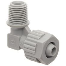 Tefen Fiberglass Polypropylene Compression Tube Fitting, 90 Degree Elbow Adapter, Gray, Tube OD x NPT Male