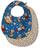 Baby Bib with Teal Vintage Kids in Space and Multi Dot Reverse