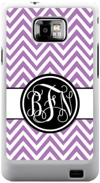 Light Purple Chevron Zigzags & Black Circle Monogram Personalized Custom Best Plastic Case for Samsung Galaxy s2 ,Black or White for Choice