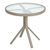 Astonica 50109006 Dalton 20 in Round Glass Top Outdoor Table, Taupe