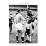 Pele swaps jerseys with Steve Chalmers - Greeting Card (Pack of 2) - 7x5 inch - Art247 - Standard Size - Pack Of 2