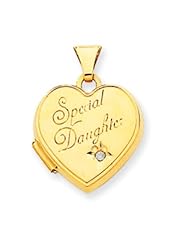 14k Gold 15mm Heart Diamond Special Daughter Locket