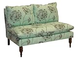 Skyline Furniture Mavericks Love Seat Loveseat Upholstered in Queen Anne's Lace Aqua Fabric