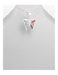 Butterfly Shell Pendant Necklace In Sterling Silver