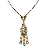 Brass-Tone Simulated Pearl and Crystal Necklace