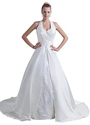 Satin Halter Off the Shoulder Beaded Backless Evening Dress 