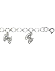 Sterling Silver Charm Bracelet w/ Drama Masks (Comedy Tragedy)