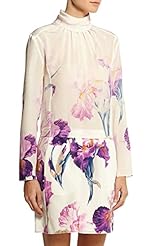 Spring Fall Winter Long Sleeves Turtleneck Floral Print Cotton/Polyester/Spandex  Dress