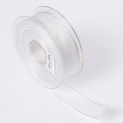 Majestik 0.98" (25mm) Premium Wired Satin Ribbon Solid Color,Length 27.34 Yrds (25m) (±2% allowance) (White -101)