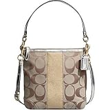 AUTHENTIC COACH SIGNATURE STRIPE CONVERTIBLE SHOULDER BAG 13278 (Khaki/polished gold)