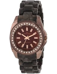 Anne Klein Womens 10/9669BMBN Swarovski Crystal Accented Brown Resin Rosegold-Tone Watch